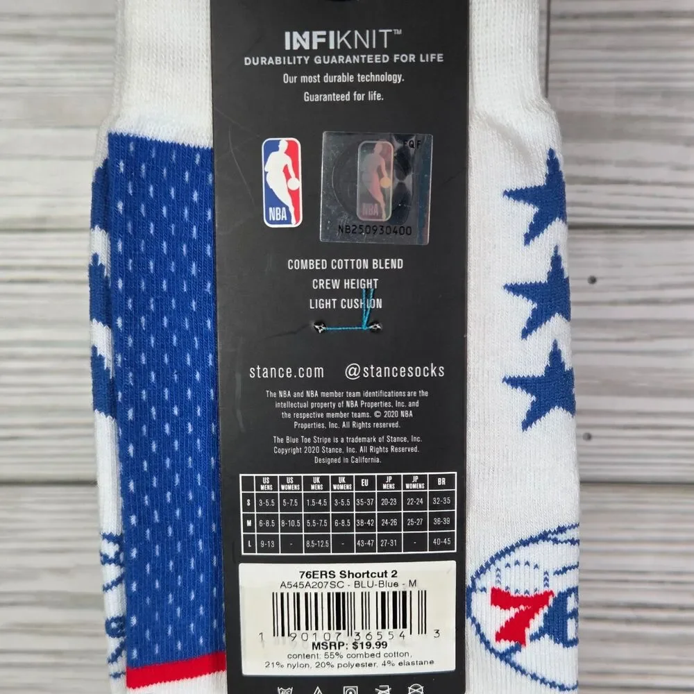 Stance Philadelphia 76ers Shortcut 2 Crew Socks Large Men's (6-8.5) Lebron NWT